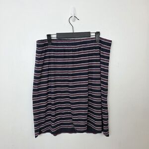 Talbots Navy Red White Striped Elastic Waist Casual Patriotic Mini Skirt Size L